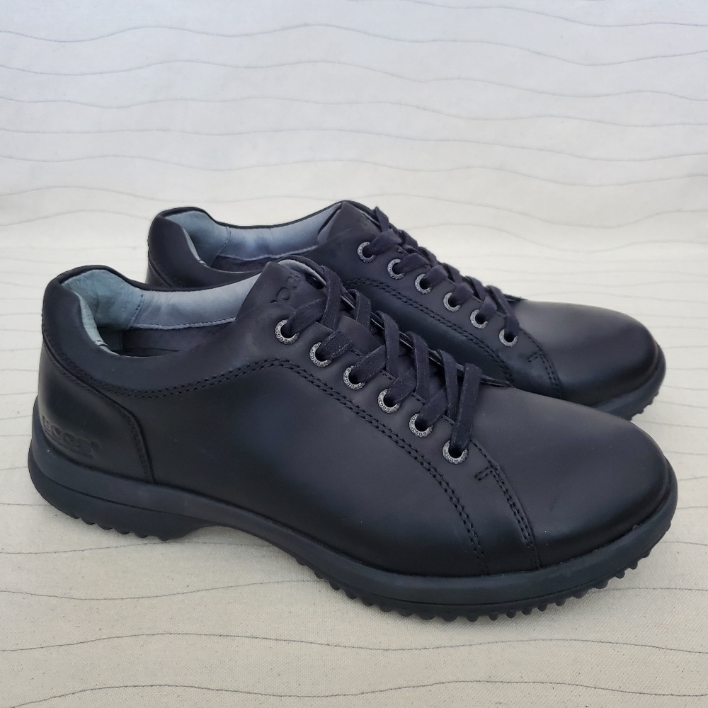 Bogs Mens Cruz Lace Black Leather Walking Shoes Casual Outdoor Size 8 EUC